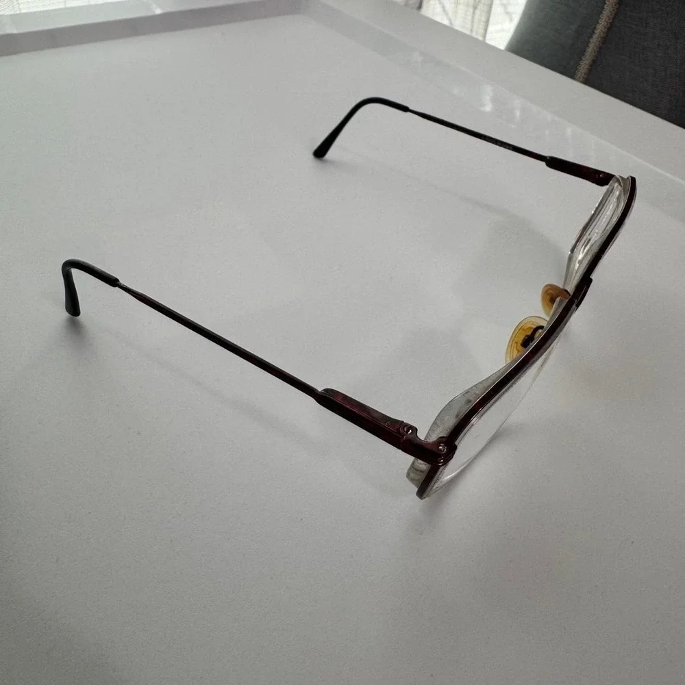 Logo Paris Frame France LM130 Rectangle Eyeglass Frames Burgundy Metal Y2K Vtg